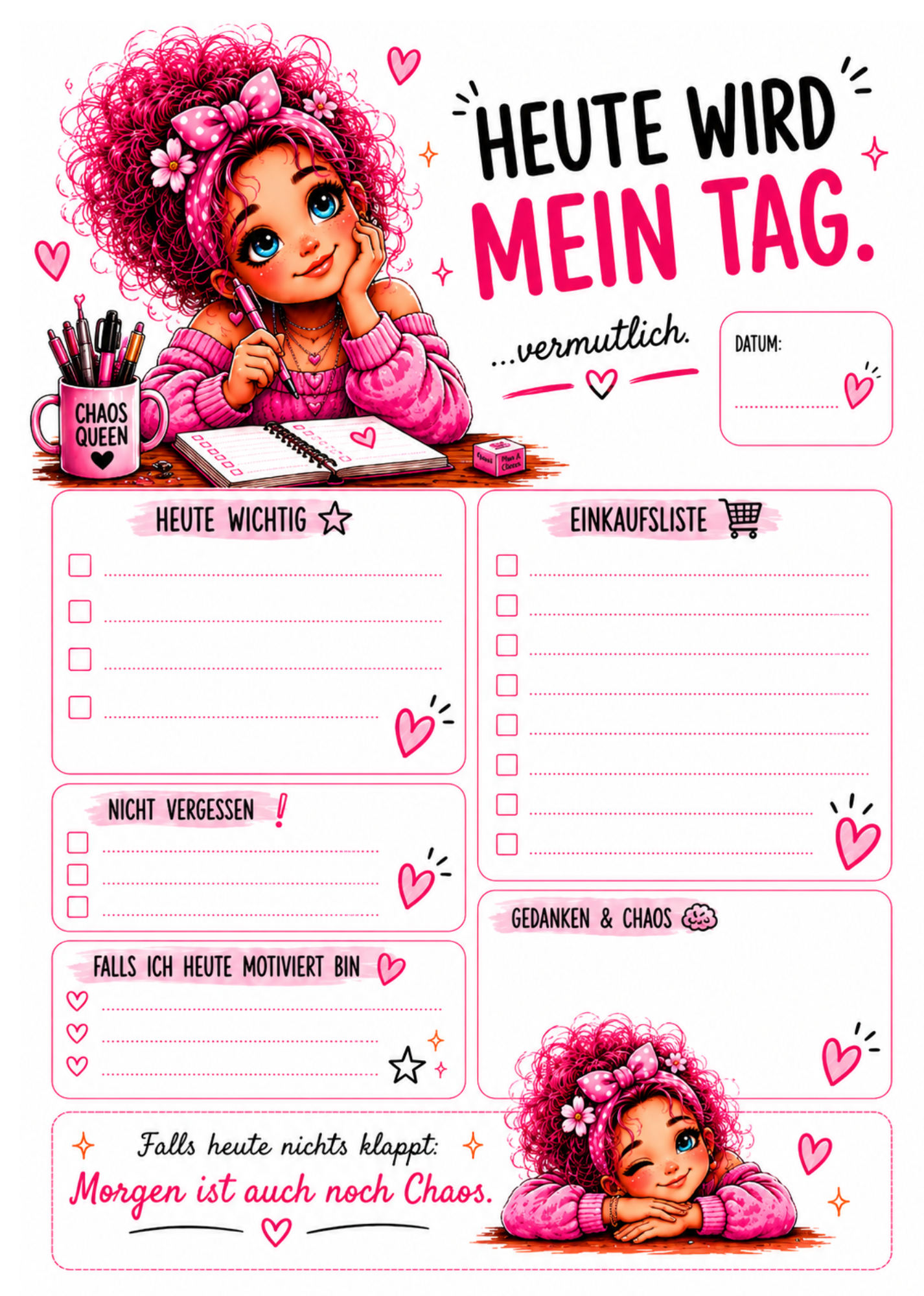 Chaos Queen – A5 Planer- & Notizblock