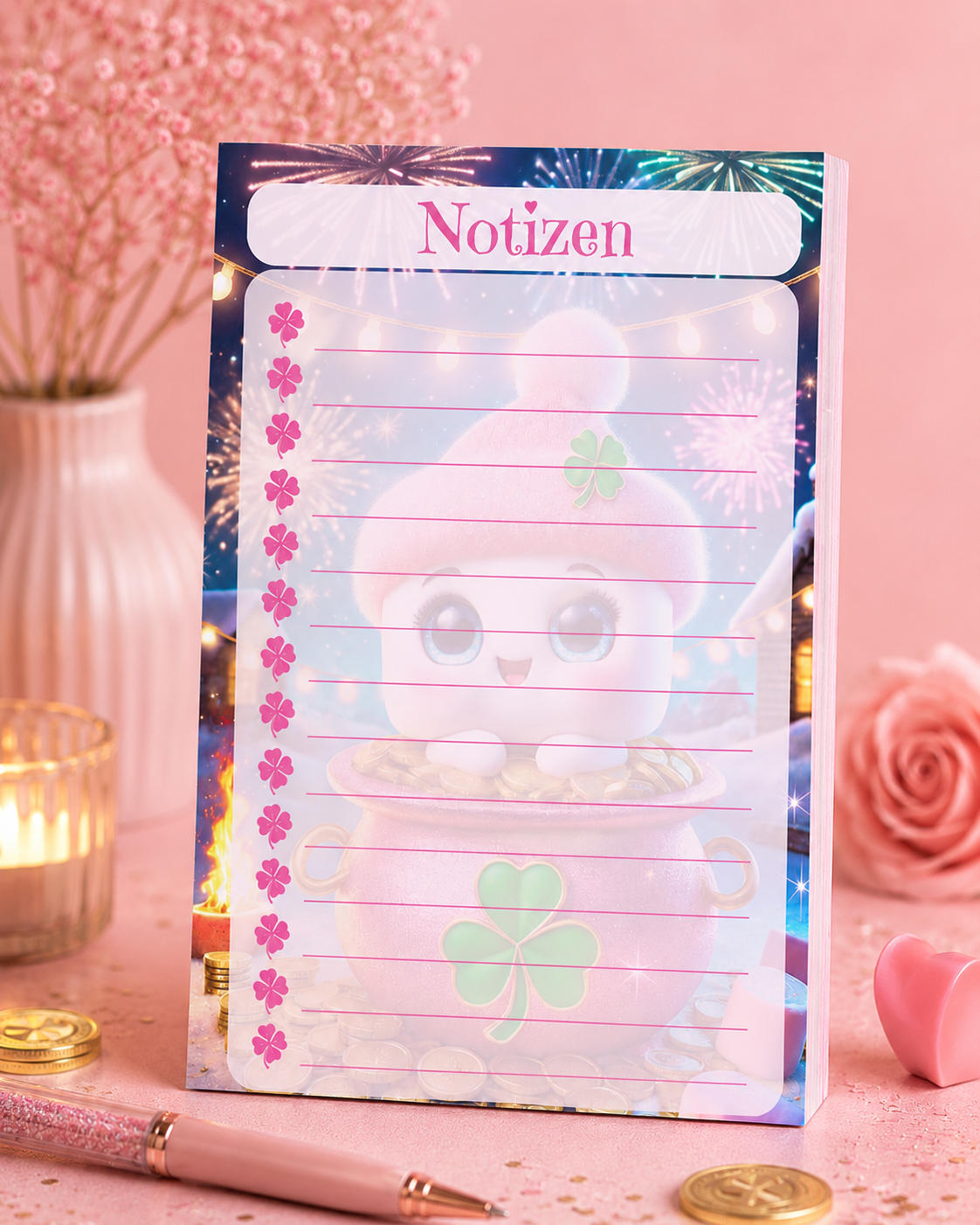 Notizblock „Marshmallow Neujahr"