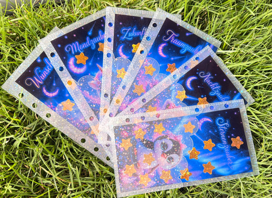 Klarsichtchallenge mit Glitzerhülle für A6 Binder Sparchallenge