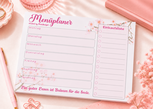 Menüplaner-Block „Kirschblüten"